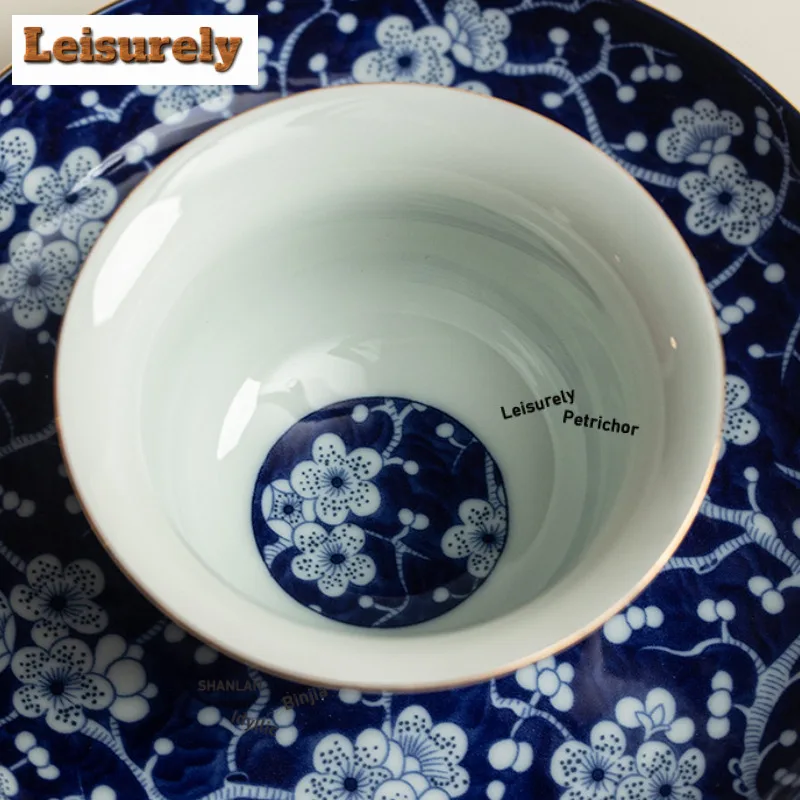 Blue And White Ice Plum Round Fusion Tea Set Complete Set Luxury Tea Ceremony Set Household Teapot And Tea Cup Set Teaset Craft