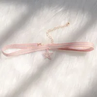 Collier ras du cou sexy étoile rose pour femme, pendentif pentagone tendance, bijoux de clavicule, accessoires pour femme, cadeau pour fille 2