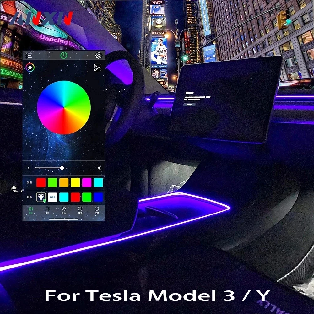 For Tesla Model 3 Y Interior Car Neon Lights Center Console