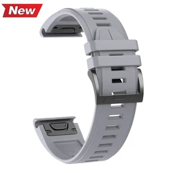 Quick Release Leather and Silicone Hybrid Watch Band (22mm/26mm) - QuickFit 26mm (Gray1)