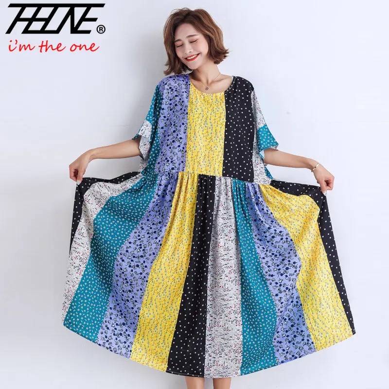 

Vestidos Oversize Polka Dot Striped Robe Dress Summer Women Beach Style Loose Ladies Womens Print Long Dresses Elegant New 2023