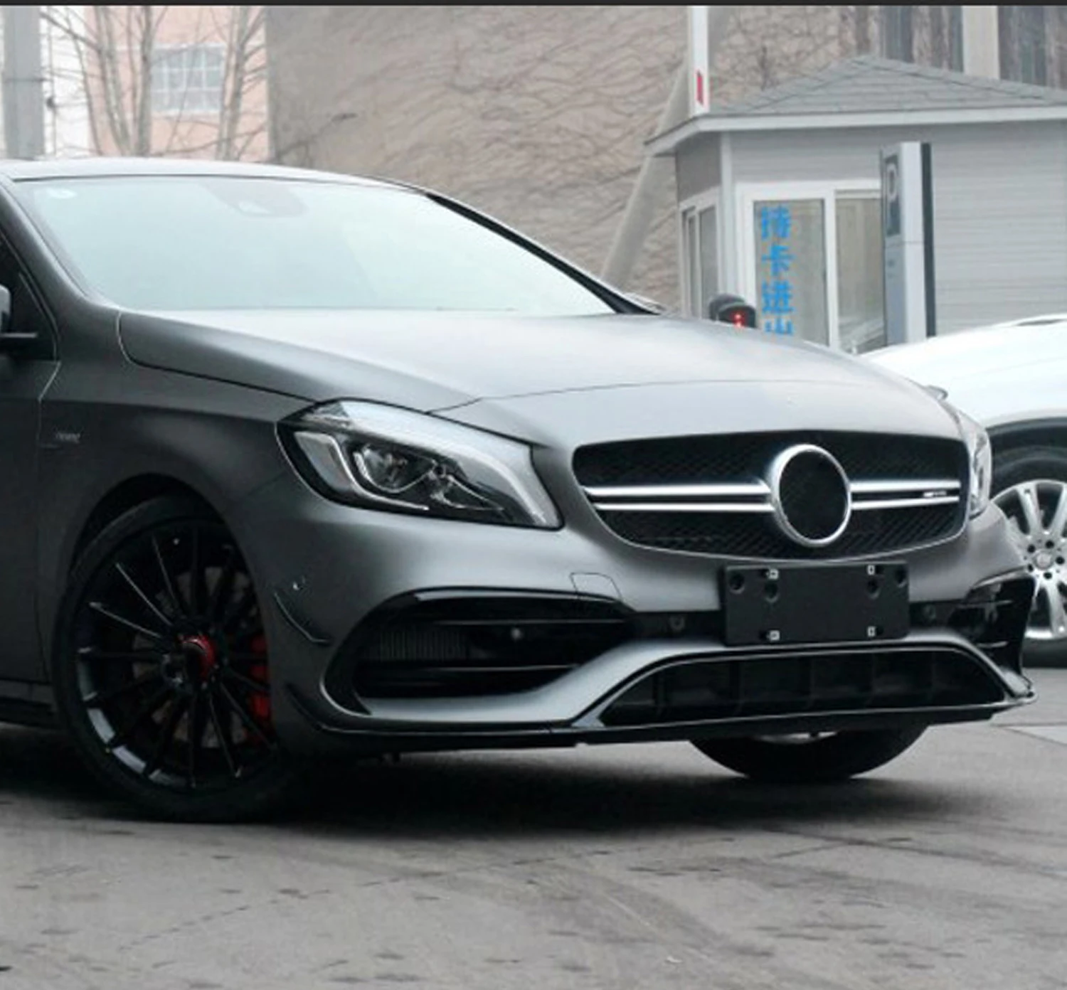 W176 ABS Front Lip Spoiler Splitters Canards Car Styling Bumper Trims Decoration For Benz A Class A200 A250 A45 AMG