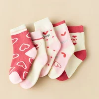 5 paires automne hiver nouvelles filles Ins Style mignon doux imprimé dentelle enfants mode tout confortable chaud coton chaussettes 5