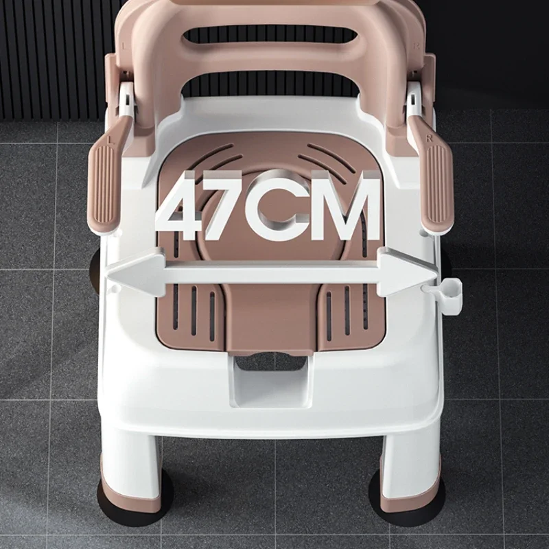 Non-Slip Bathing Stool, Emergency Shower Seat, Mobile Toilet with Backrest, Disabled Bath Aid for Elderly, Bathing Assist 4