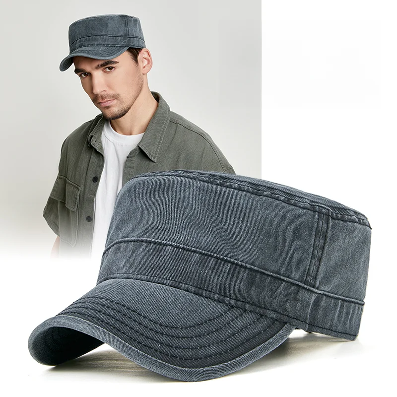 Baseball Cap Flat Cap Spring Summer Dad Pure Cotton Leisure Flat Top Military Hat Man Sun Caps Woman Plus Size 55-59cm 60-65cm