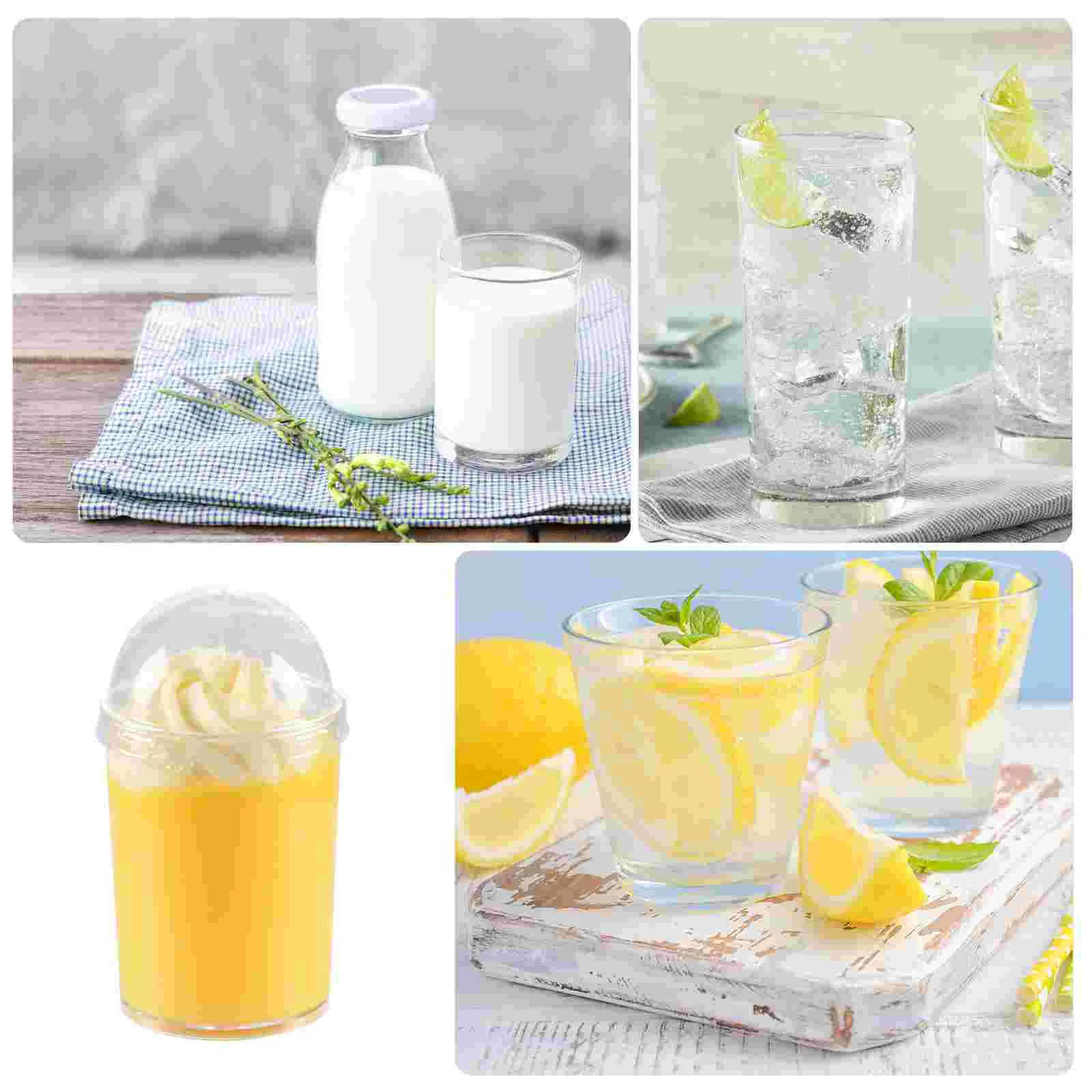 20 Pcs Sweet Dessert Cup Plastic Mugs With Lids Pudding Cups Jelly Parfait Ice Cream Disposable Cups Transparent Mugs Elegant