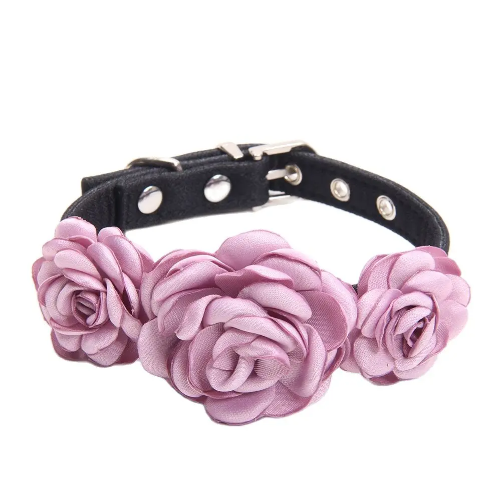 Pet Dog Collar Necklace Roses Flower Design Princess Cat Puppy Accessory 2 Sizes 4 Colours dog collar pet collar pet necklace