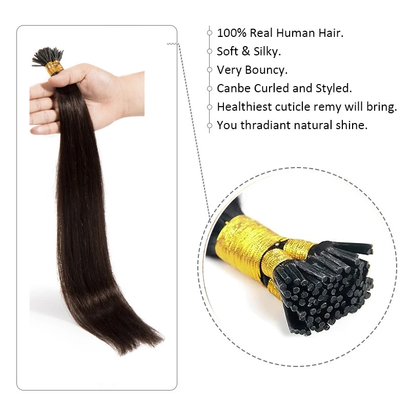 I Tip Human Hair Extension 40g/50g per pack Remy Straight Real Human Hair Extensions Pre Bonded I Tip Extensions