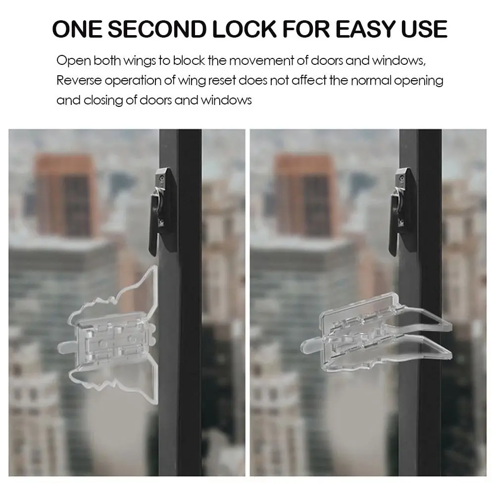 Description Picture 4 of item5pcs Clear Slide Glass Door Safety Locks Window Latch Window Security Bar Sliding Door Lock Child Proof Lock
