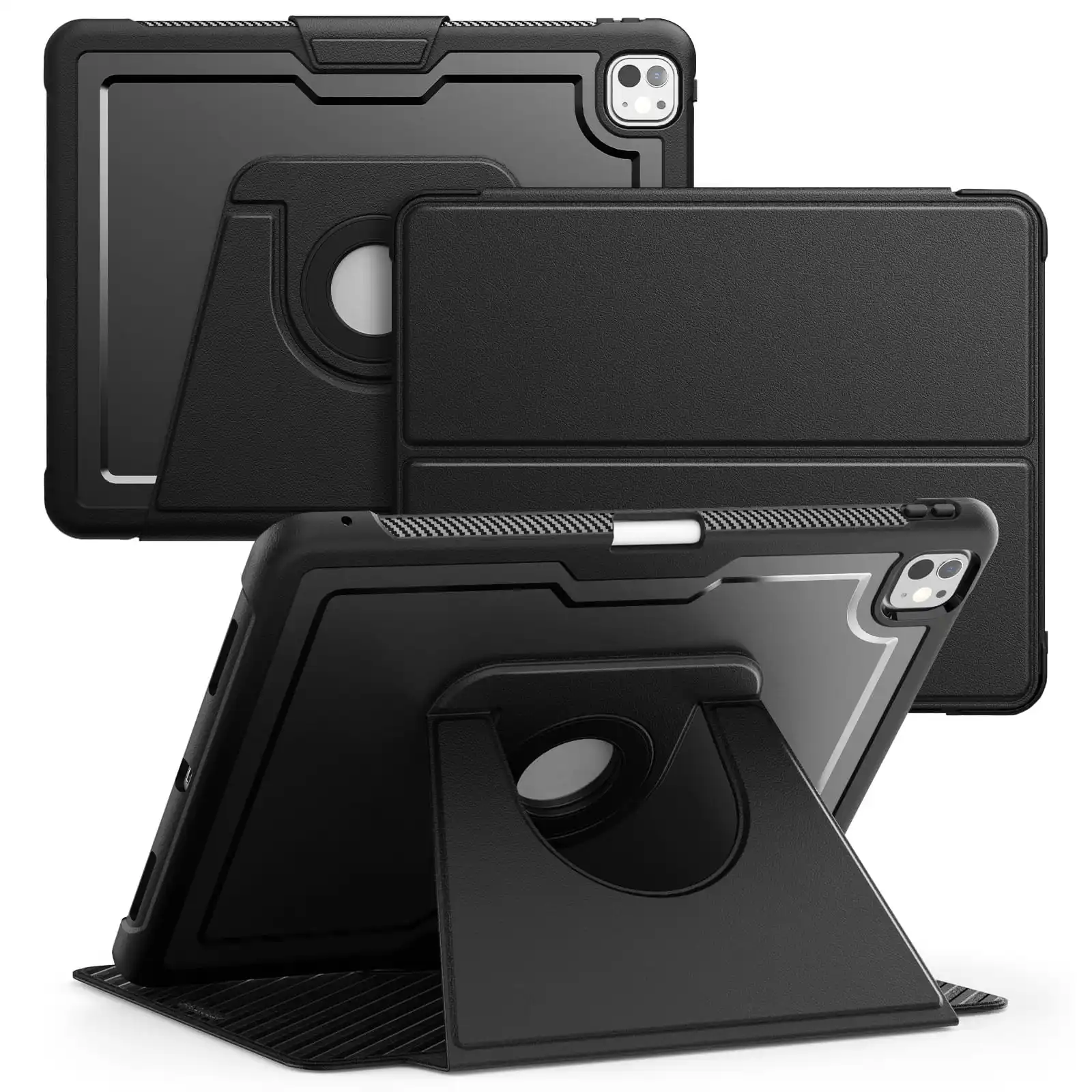 Premium Shockproof Leather Case with MagSafe and 360° Adjustable Stand, Business Flip Cover