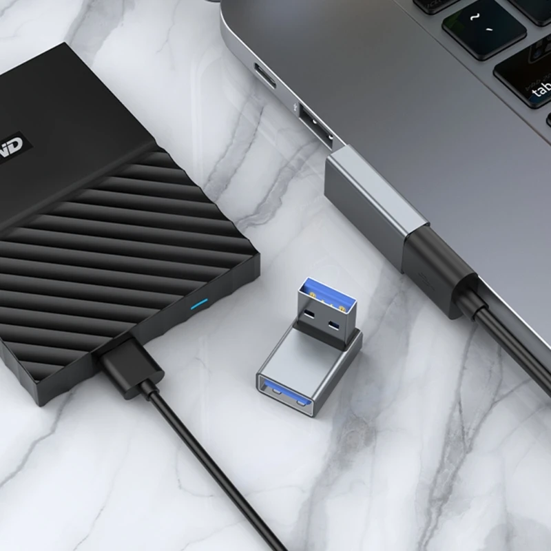 Usb 3.0 a Macho para Fêmea Extensão Conector Adaptador 90 Graus Esquerda Direita Acima para Baixo Angular Laptop pc Carregadores Usb Conversor - Imagem 6