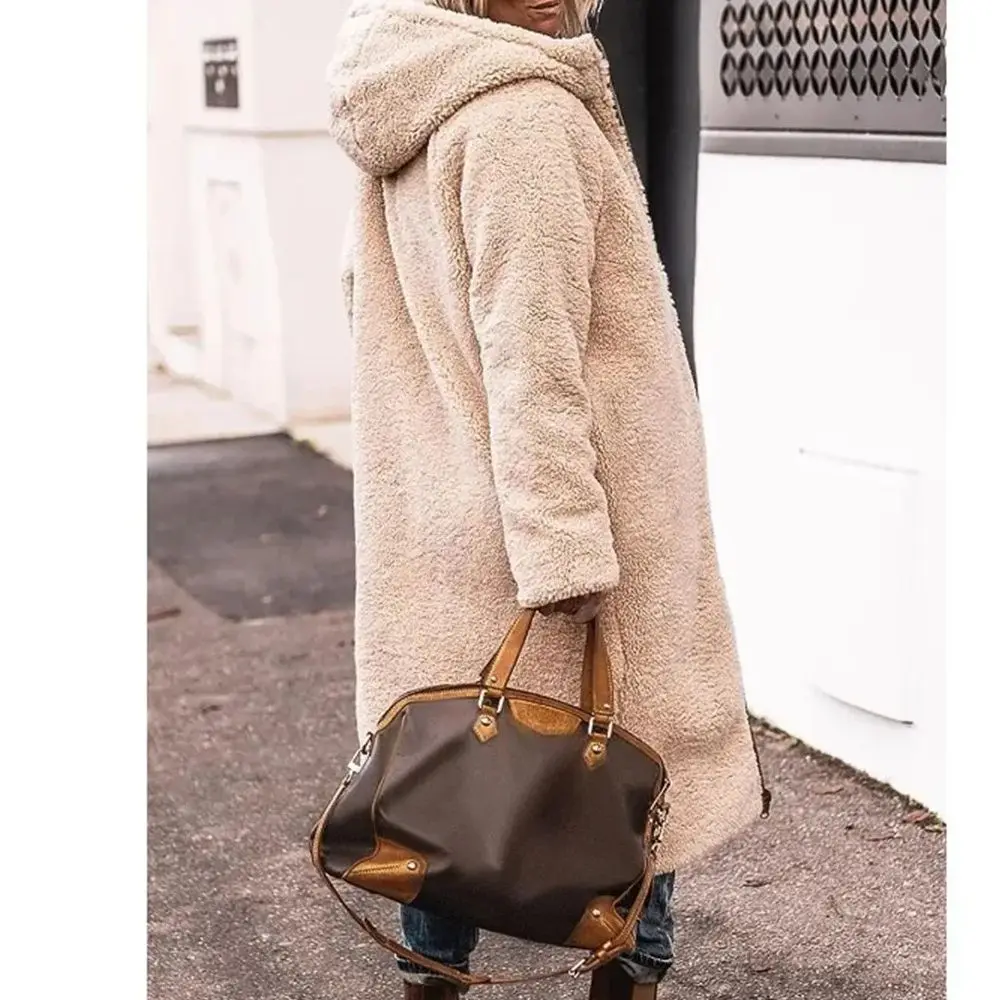 الشتاء مقنعين سترة مبطن للنساء الصلبة عكسها طويلة...