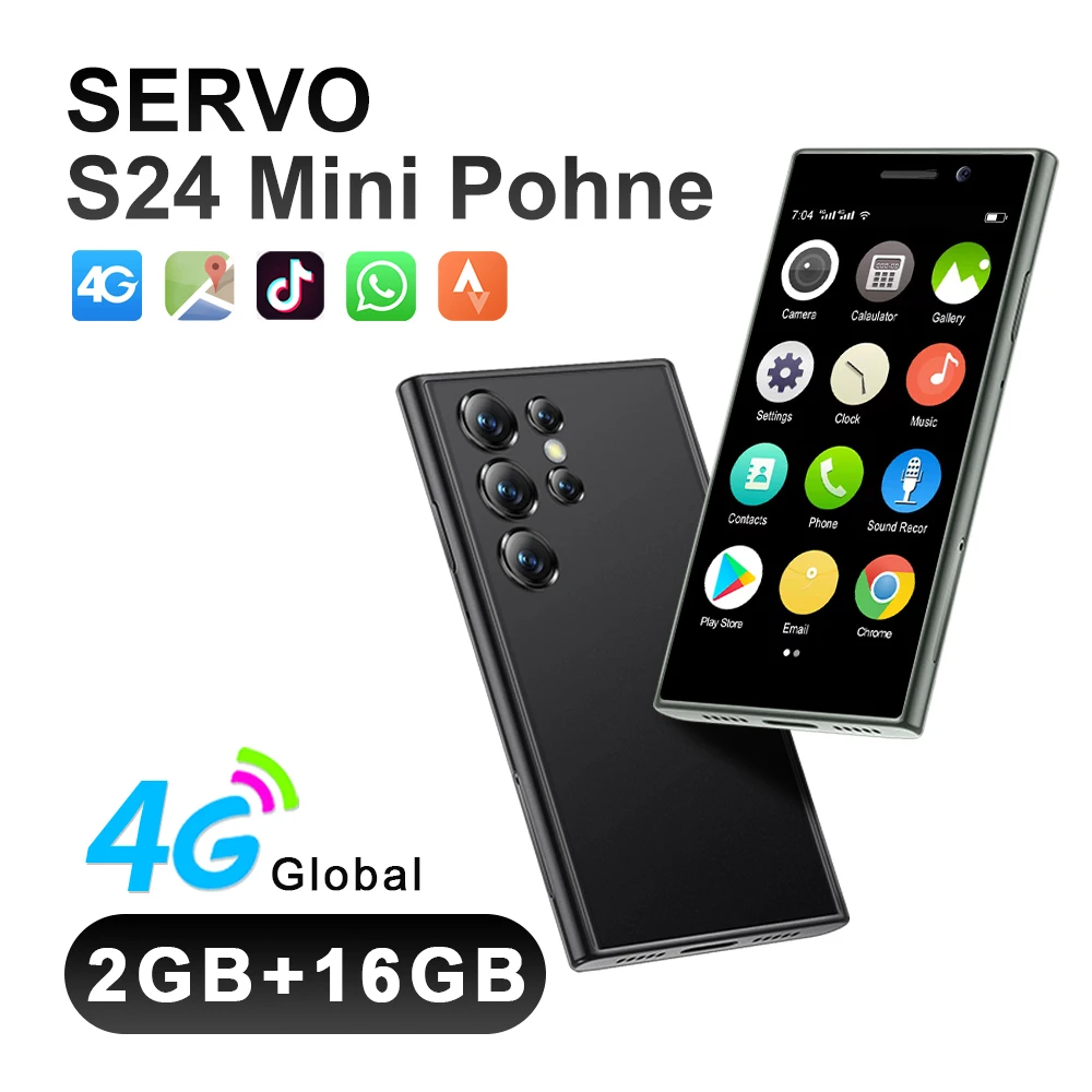 삼성 갤럭시 S23 울트라 S24 울트라 플러스용 가죽 플립 카드 클립 지갑 휴대폰 케이스 9 정품 SERVO S24 미니 4G 셀룰러 스마트폰, GPS, 안드로이드 10.0, 얼굴 인식, 소형 휴대폰 디스플레이, 2GB, 16GB, 2000mAh, 3 인치