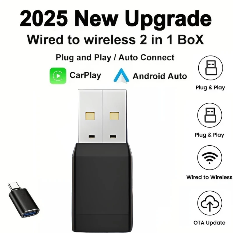 2 in 1 Wired to Wireless Car CarPlay Adapter Android thumbnail 4