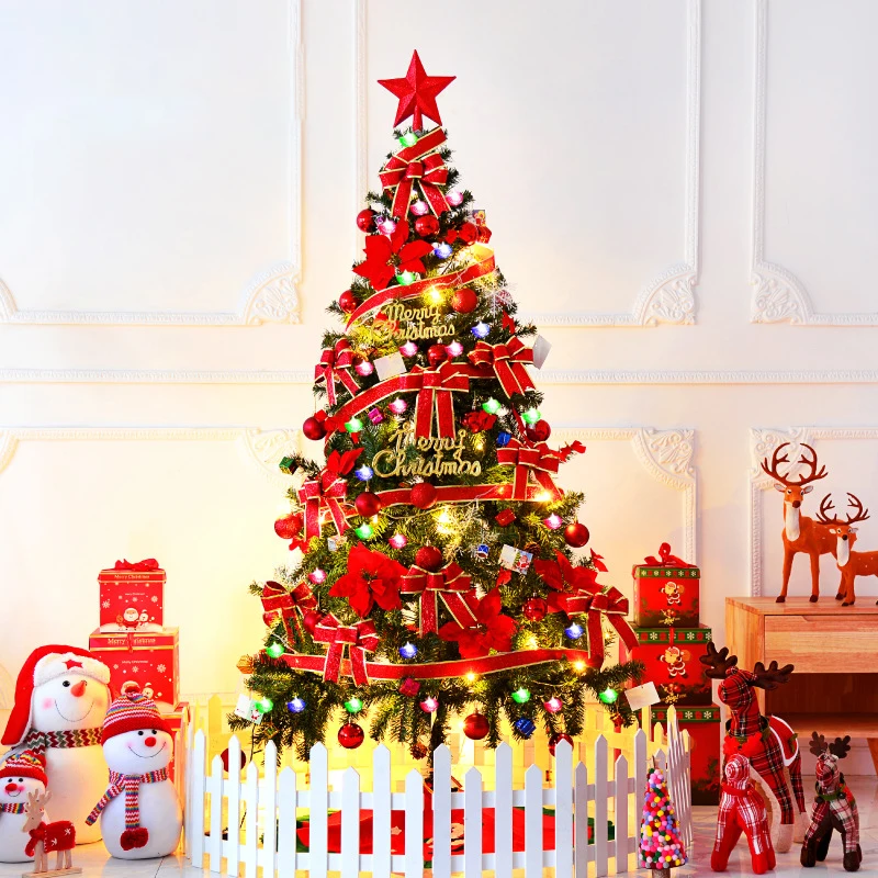 

2023 New US UK Commercial Custom Wholesale 6FT Plastic Ornaments Pine Needle Artificial Christmas Tree On Sale