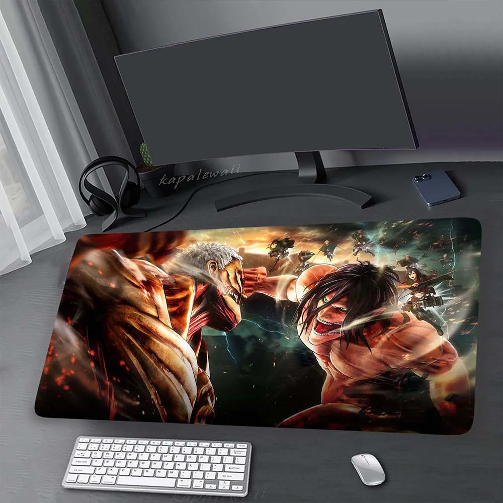 

Attack on titan Game Anime Keyboard Pads Rubber Desk Mat 400x900mm XXXL Gaming Mousepad Locking Edge Mouse Mat Large Mouse Pad