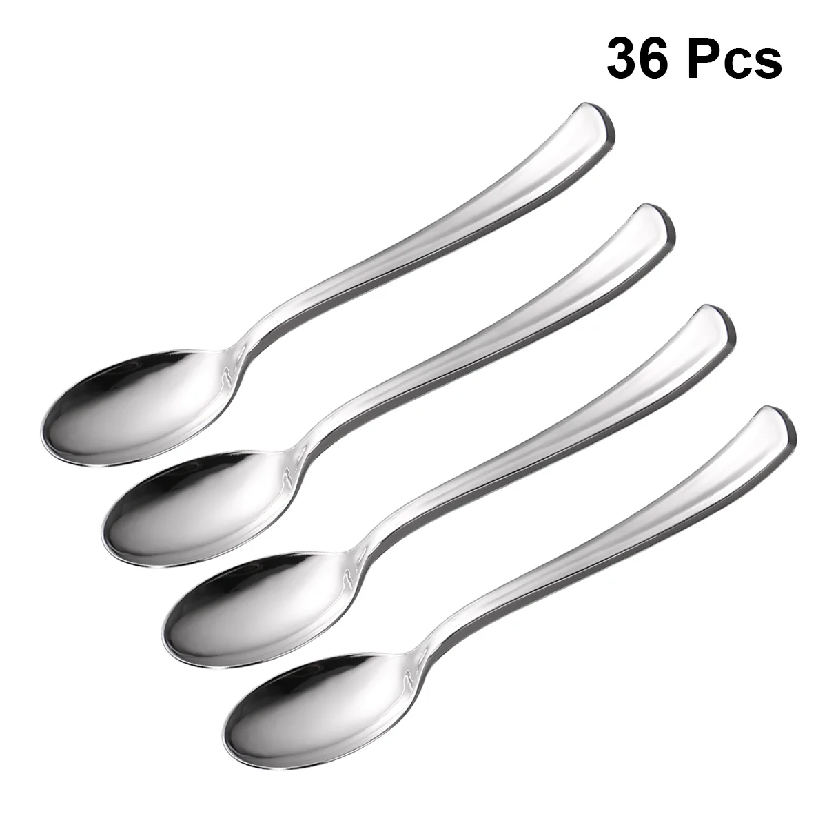 36pcs Disposable Plastic Mini Dessert Cake Spoon Stainless Steel Finish for Party Banquet Wedding