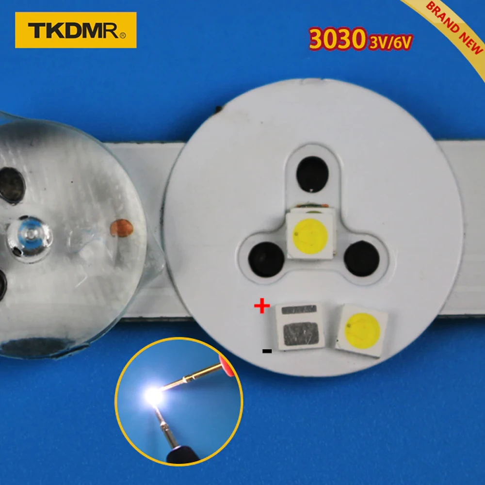 Lampadine Led 3030 Per Riparazione Tv LED SMD 3030 3V 350mA - 100 Pezzi Per Riparazione Retroilluminazione TV, Strisce LED, Barre LED Universali Per Retroilluminazione