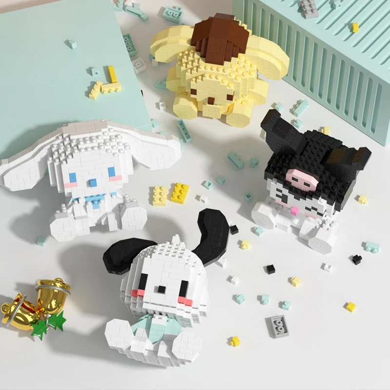 Sanrio Hello Kitty Micro Building Block Pochacco Cinnamoroll Kuromi Assembled 3D Model My Melody Mini Bricks Figure Toys 4