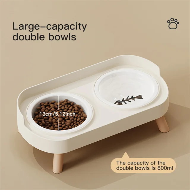 Pet cat double bowl feeder, adjustable height cat and dog water dispenser, elevate feeding kitten supplies 5