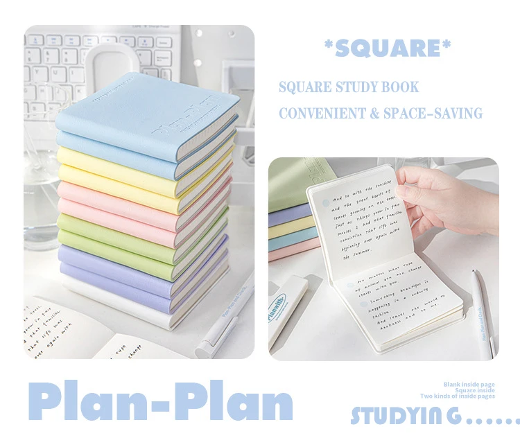 Planwith Pocket Notepad, gehobene quadratische weiche wasserdichte Pu Stitching Notebook, tragbare Gefühle Gedanken Inspirationen Organizer – Detail 12