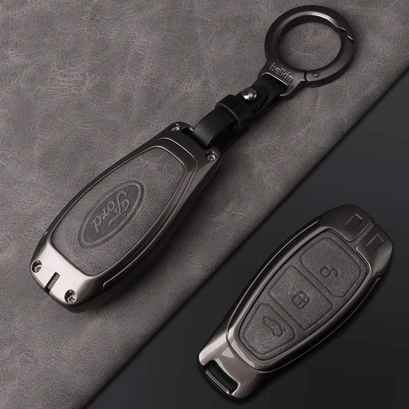 Key Case Key Case Cover Car Key Shell Car Leather Remote Key Case Fob Cover Shell for Ford Focus 3 4 ST Fiesta Fusion Kuga Ecosport Mondeo MK3 MK4 Protect Accessories