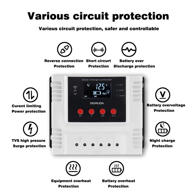 Smart Solar Charge Controller 100VDC WiFi App Control for 12V/24V/48V 10A 20A 30A 40A 50A 60A Lithium and Lead-Acid Batteries - Image 3