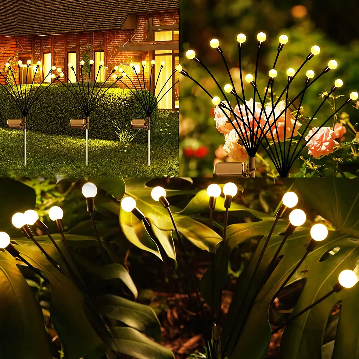 8Pack Solar Firefly Lights 10LED Outdoor Waterproof Swaying Light For Yard Patio Pathway