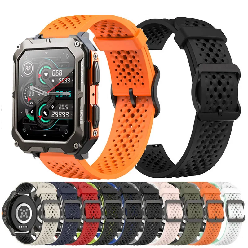 Breathable 22mm Silicone Sport Watchband Strap - Universal Fit