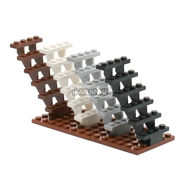 Marumine Staircase MOC Bricks 7x4x6 House Stairs 5PCS Straight Open 30134 Steps Ladder Modular My City Building Block Particles 2