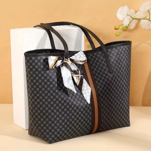 New fashionable polka dot presbyopia silk scarf decoration large-capacity women's bag simple repurchase large-capacity tote bag