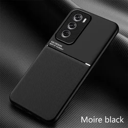 Luxury Magnetic Sheepskin Leather Phone Case - Soft Back Cover - Reno12 5G GWB (Black)