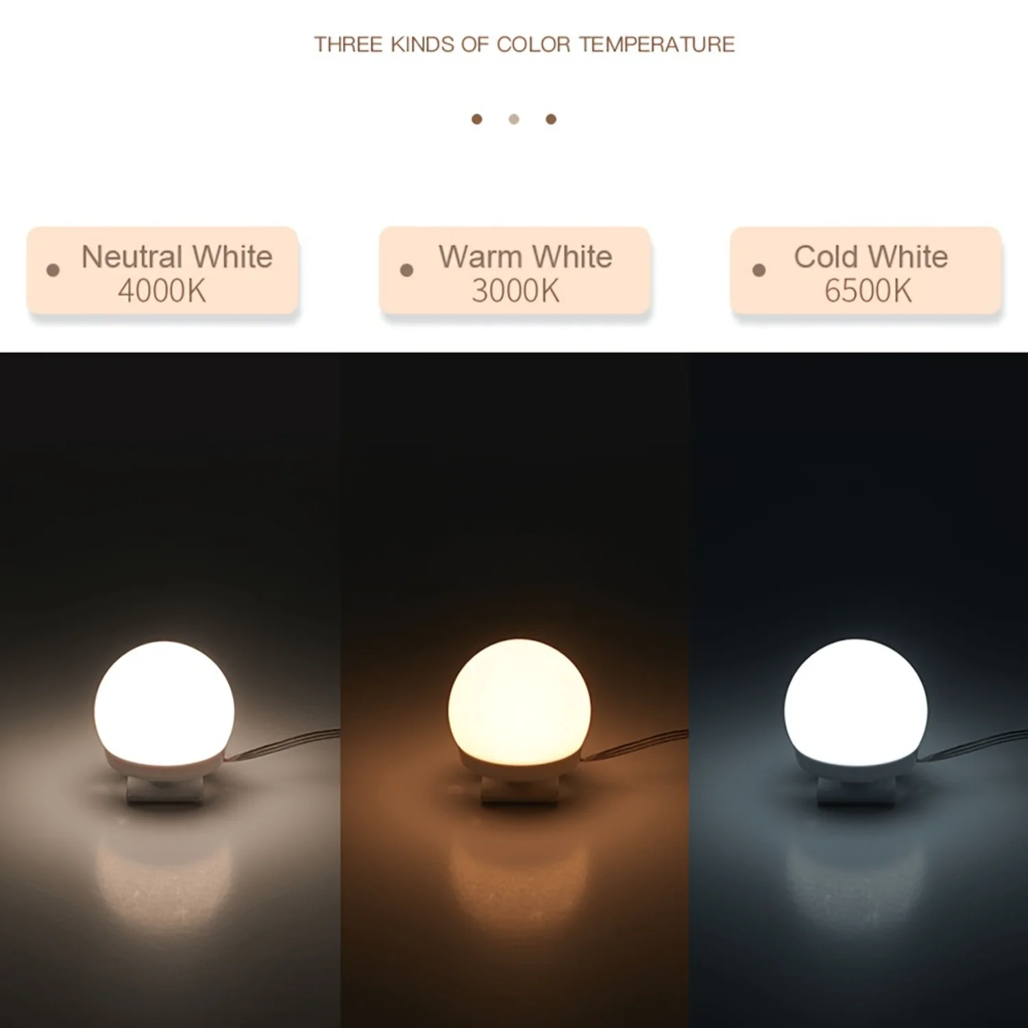 1set LED Vanity Lights for Mirror, LED Makeup Mirror Light with 3 Color Lights, Mirror Lamp Lovely Gift For Wommen Wife Lover Gi