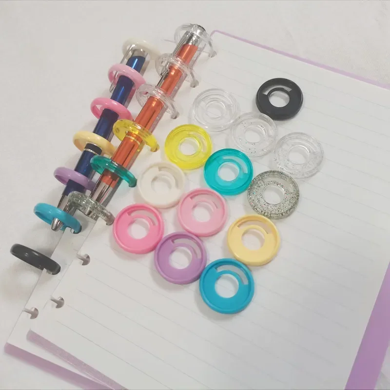 

30PCS28MM color insertable pen plastic binding ring buckle, loose-leaf mushroom hole notebook binding supplies