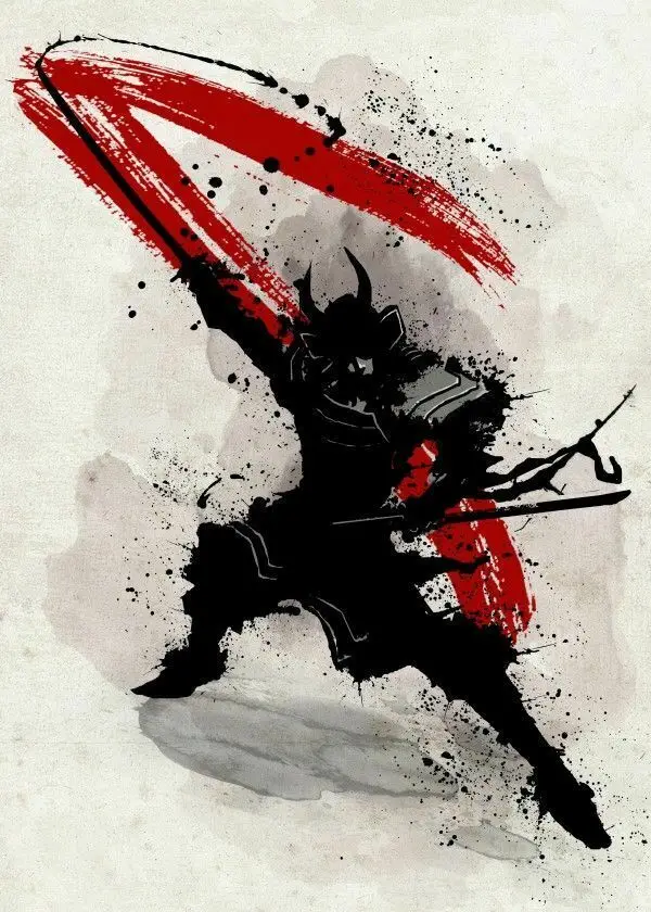 Вертикальная картина Bushido Samurai Шелковый плакат с художественной печатью для