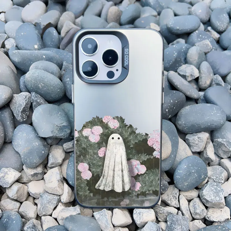 Niedliche Geister-Handyhülle für iPhone 17 16 15 14 Plus Pro Max 13 12 11 Pro Max Mini Stoßfeste Matte Laser-Schutzhülle Fundas – Detail 7