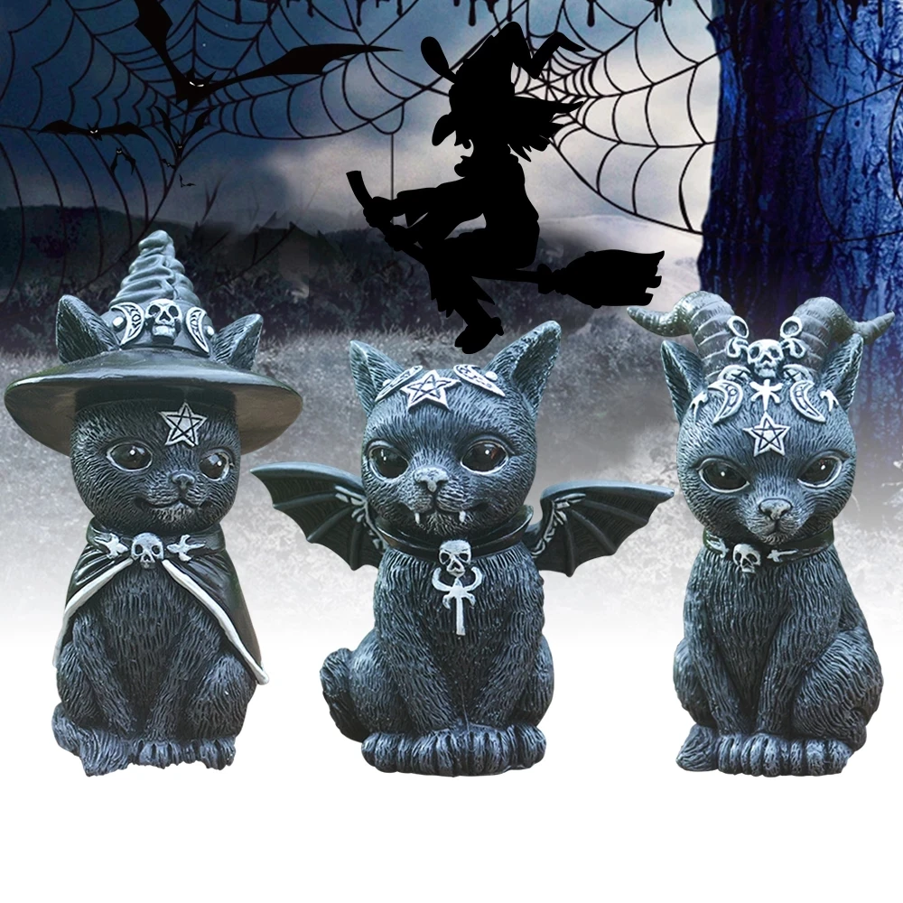 1pc-Black-Cat-Statue-Mysterious-Cute-Cat-Witch-Cat-Figurine-Witches ...