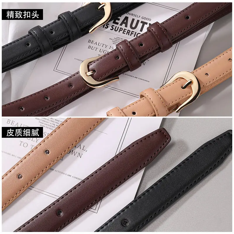 Belt female models super leather hundred with 2023 new belt ladies pin buckle fashion decoration jeans belt cowhide simple Best Sellers In Accessories
