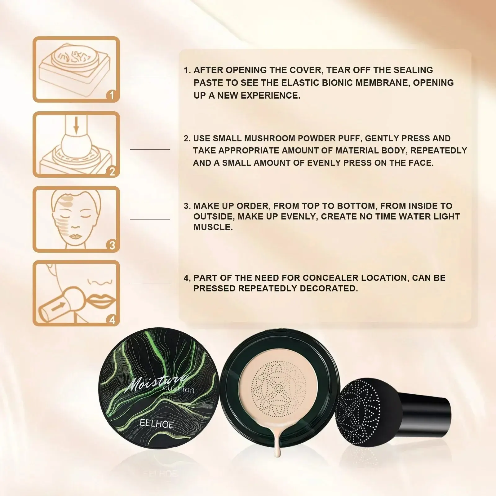 Air Cushion BB Cream Mushroom Head Whitening Foundation Moisturising Concealer Makeup Lasting Matte Brightening Face Base
