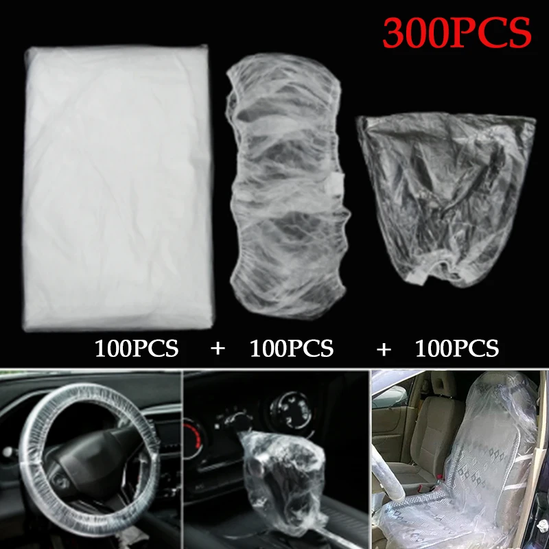150/300 pièces housses de volant jetables universelles en plastique élastique Anti-poussière 300 pièces housses de siège de voiture jetables couvercle de levier