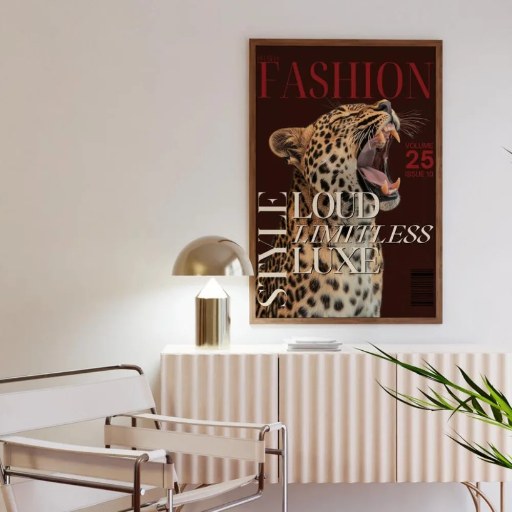 1/3/6pcs Retro Leopard Cheetah Canvas Prints Poster Y2k Funky Chic Art Prints Bedroom Apartment Wall Art Home Decor Art Poster 4