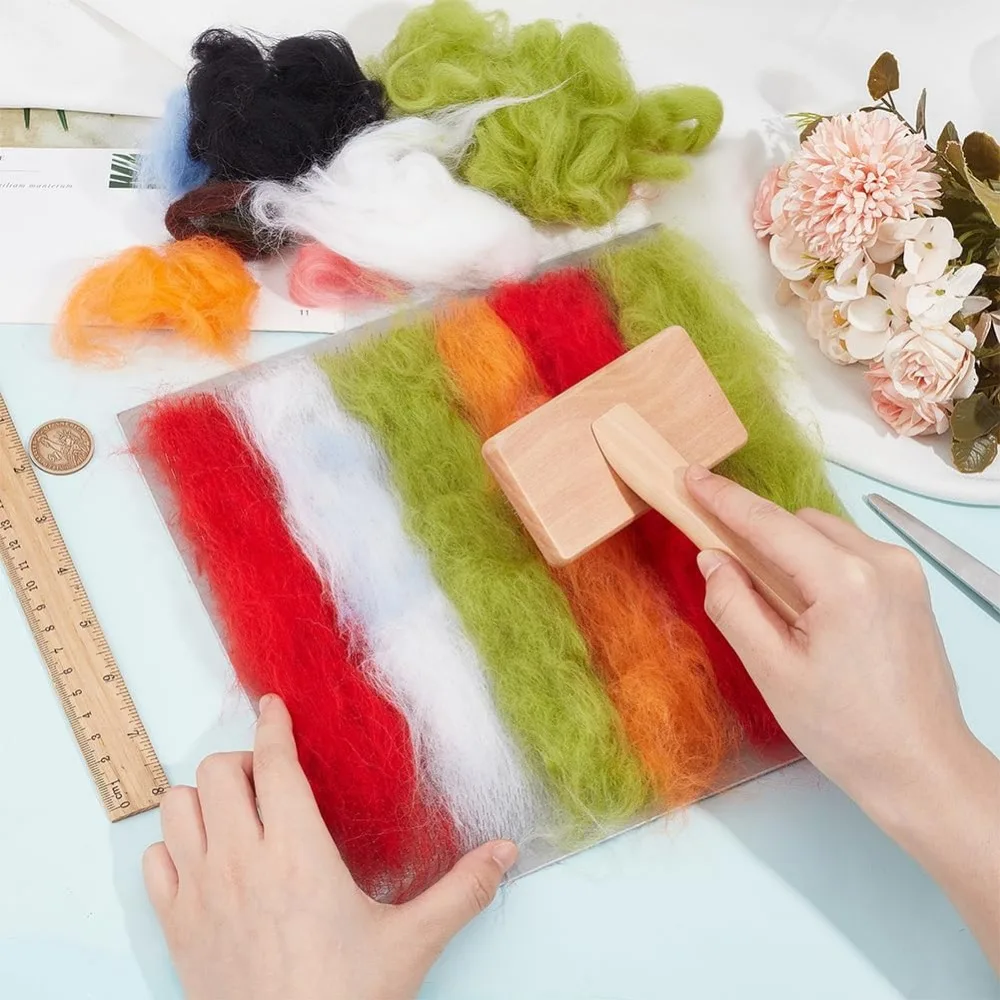 Carding Brush Set 9.9x9.9 Inch Rubber & Gauze Blending Board with Wool Brush Wool Needle Felting Tools for Felt Making Craft DIY needle felting kit,wool felting kit,needle felting painting kit