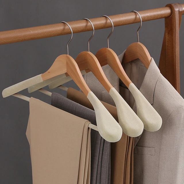 High-Grade Hanger Wide Shoulder Wooden Coat Clothes Shirts Hanger Groove  Heavy Duty Strong Suit Hanger Espace De Rangement - AliExpress
