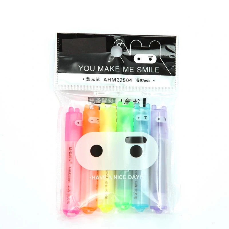Children Mini Fluorescent Highlighter Pen Kawaii Chalk Marker Pens Stationery Material Escolar Papelaria School Supply 6PCS/Set highlighter marker,highlighter pen,marker pen