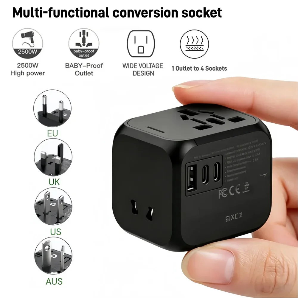 Universal Travel Plug Adapter with USB Port - All-in-One Charger