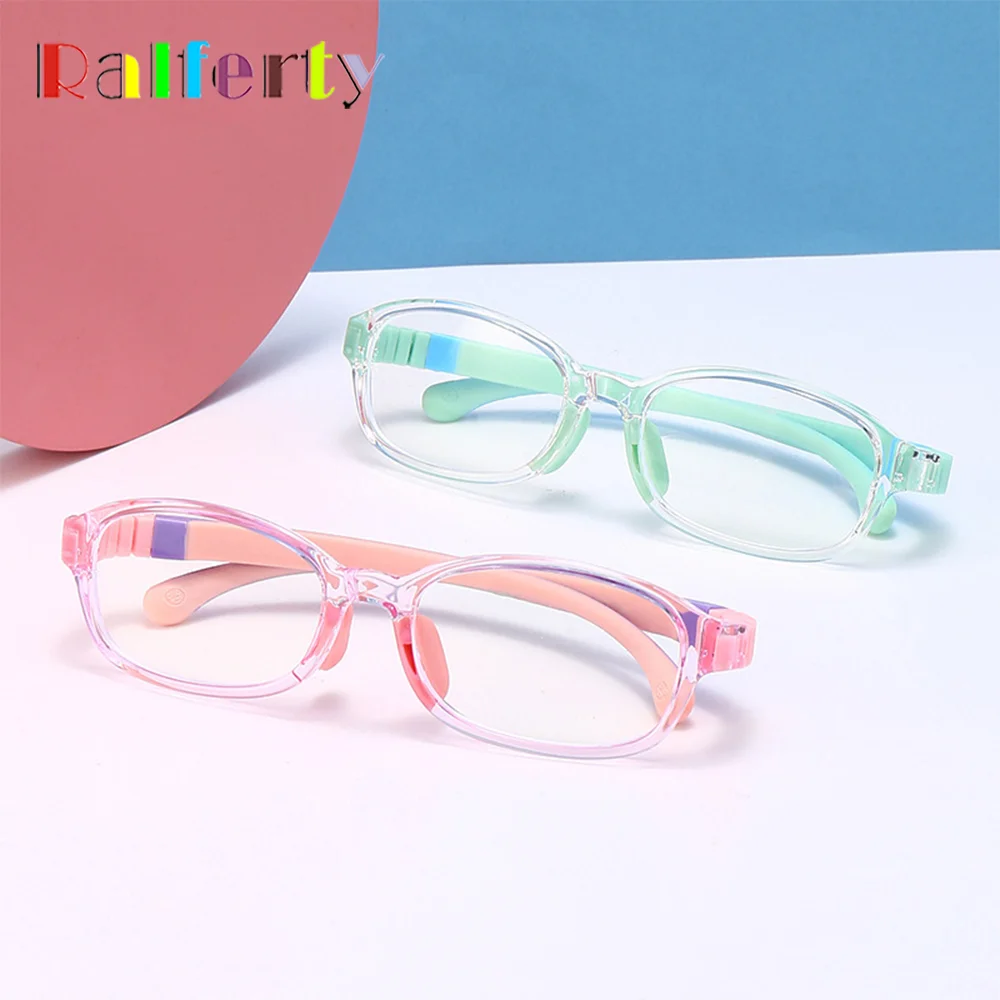 Ralferty Ultra-light Transparent Glasses Children Kid Flexible Anti Blue Glasses Frame Girl Boy Zero Myopia Optic Frame Eyeglass