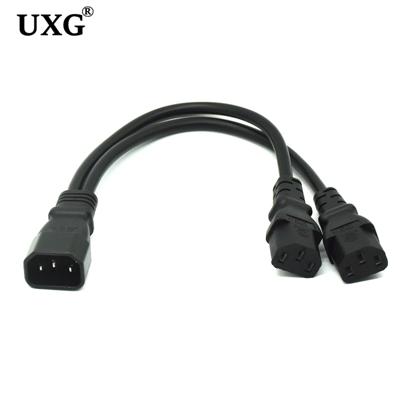 

30CM Power Y Type Splitter Adapter Cable Single IEC 320 C14 Male To Dual C13 Female Short Cord For Computer Host Display