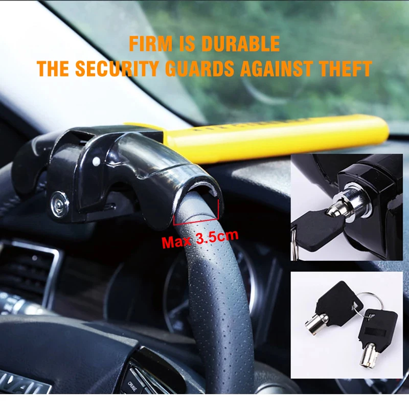 ATING Universal Heavy Duty Steering Wheel Lock,Anti-Theft Retractable Car Steering Wheel Lock,Rotary Security Safe Van Car Anti Theft Device 