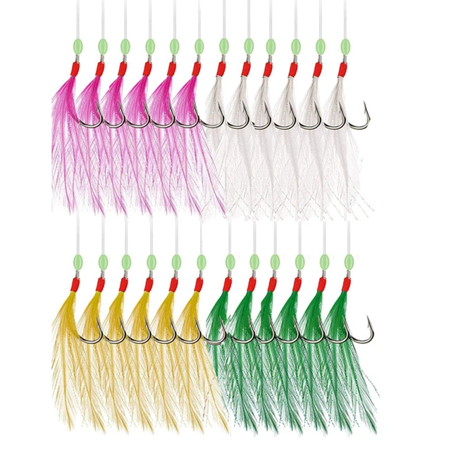 Sabiki Rigs 10Pack 60pcs Hooks Saltwater Fishing Lures Luminous