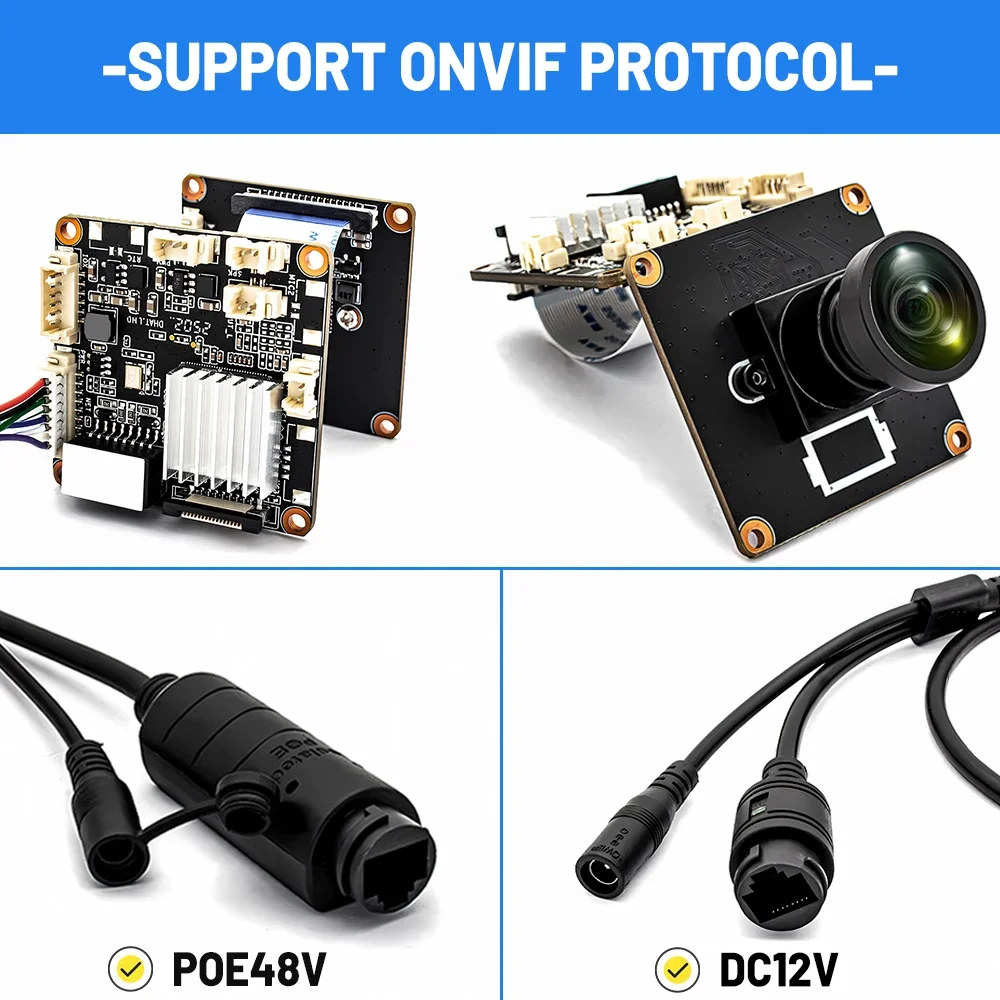 4K 30FPS POE IP Camera 8MP Webcam Board IMX415 CMOS With No Distortion Lens Supp